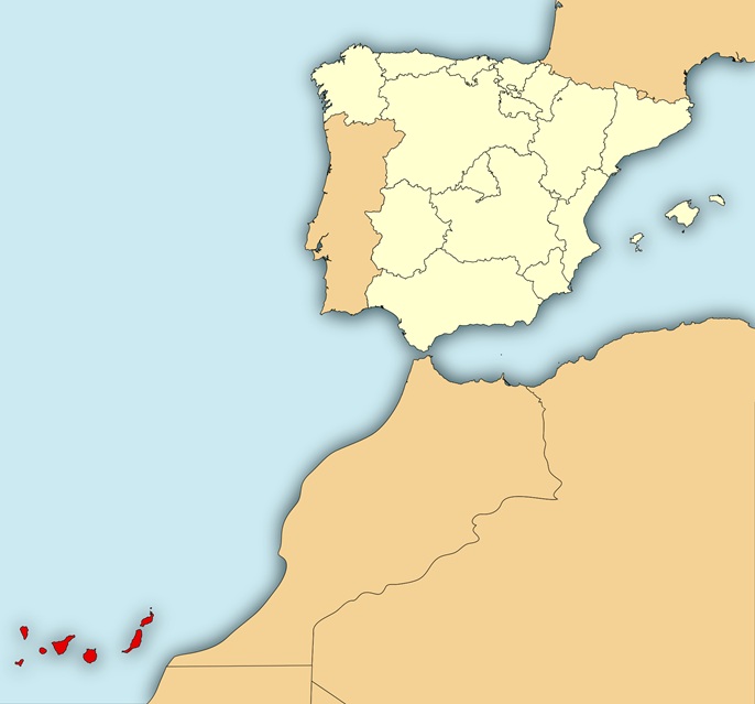 Localización de la Región de Canarias