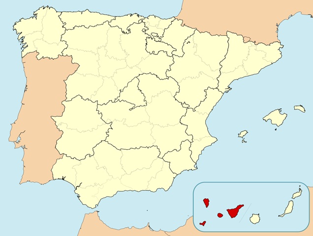 Localización de la provincia de Santa Cruz de Tenerife